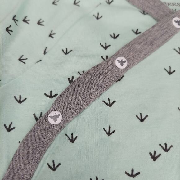 Burt's Bees One Piece Organic Cotton Romper With Hat Set Teal & Gray Size 6-9M - Picture 3 of 6